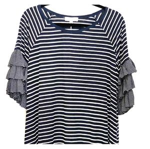 XL Navy and White striped dress layered sleeve